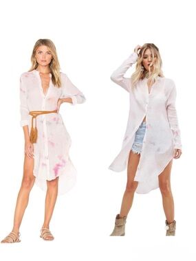 Free People Happiest Morning Button Down Dress Size XS Ivory Combo
